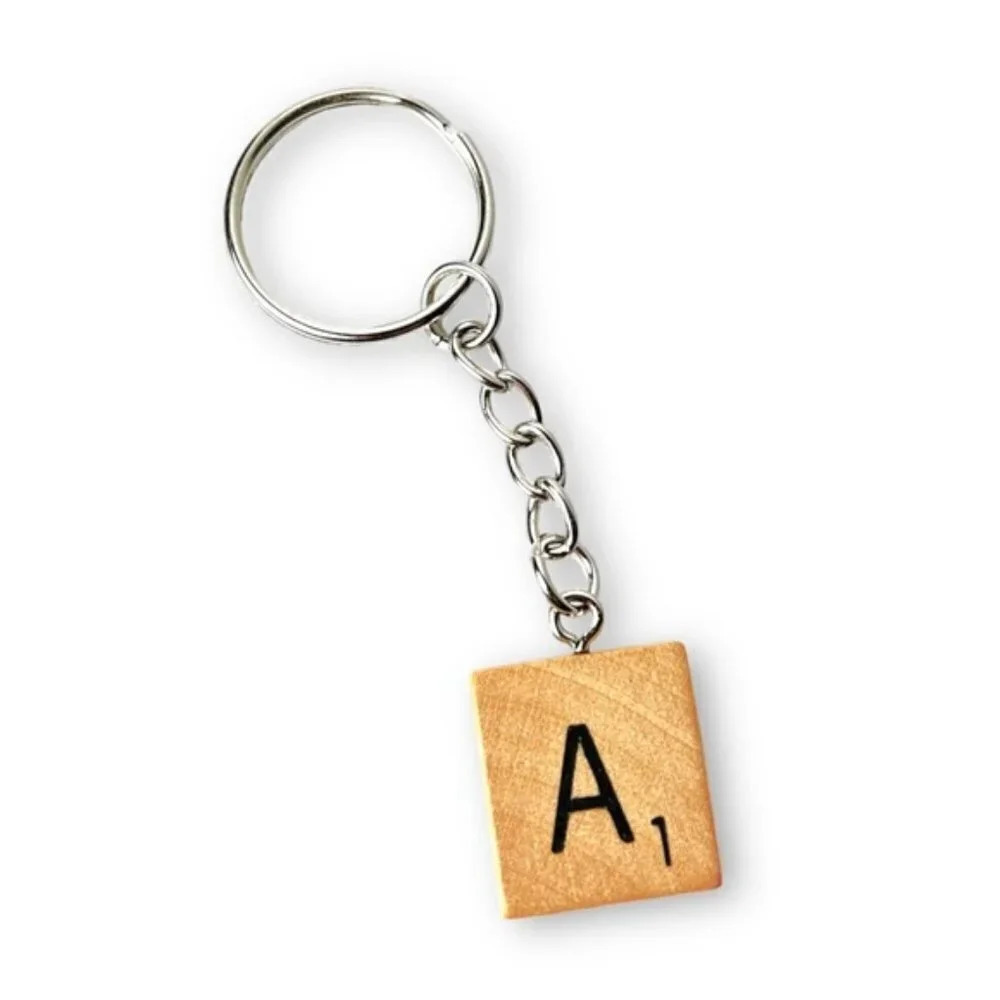 Vintage Scrabble Letter Tile Keychain Personalized